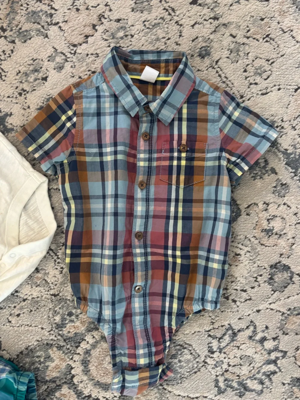 Baby GAP Plaid Collared Onesies in Green & Blue Tones